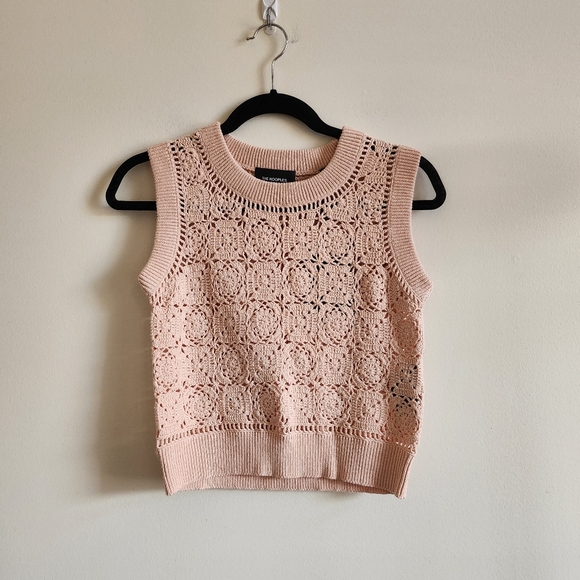 Kooples NWT 1 (S) cotton crochet sweater vest, pink - Picture 3 of 14